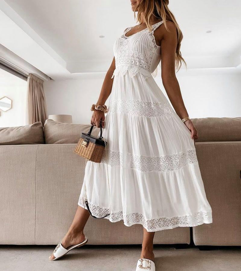 Annah blonde dress white