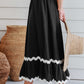 Black Ricrac Trim Colorblock High Waist Long Skirt