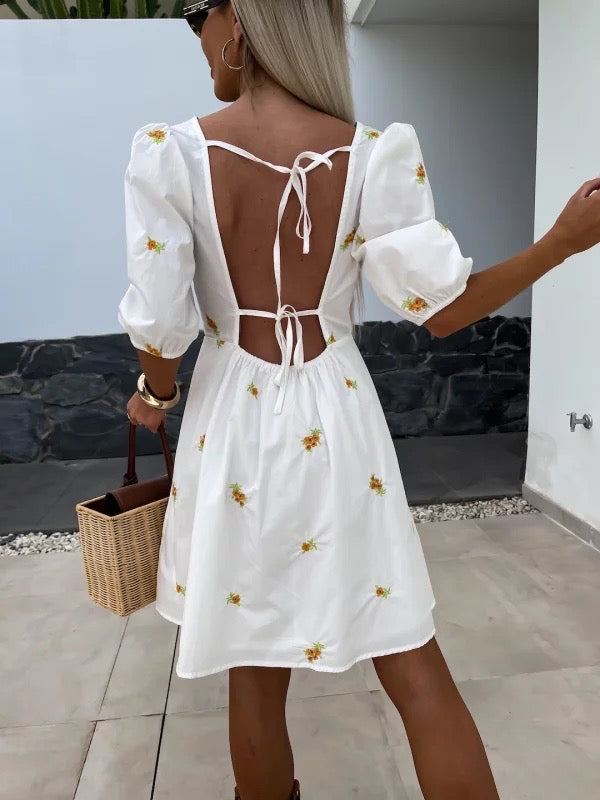 Swea dress white/orange -31673