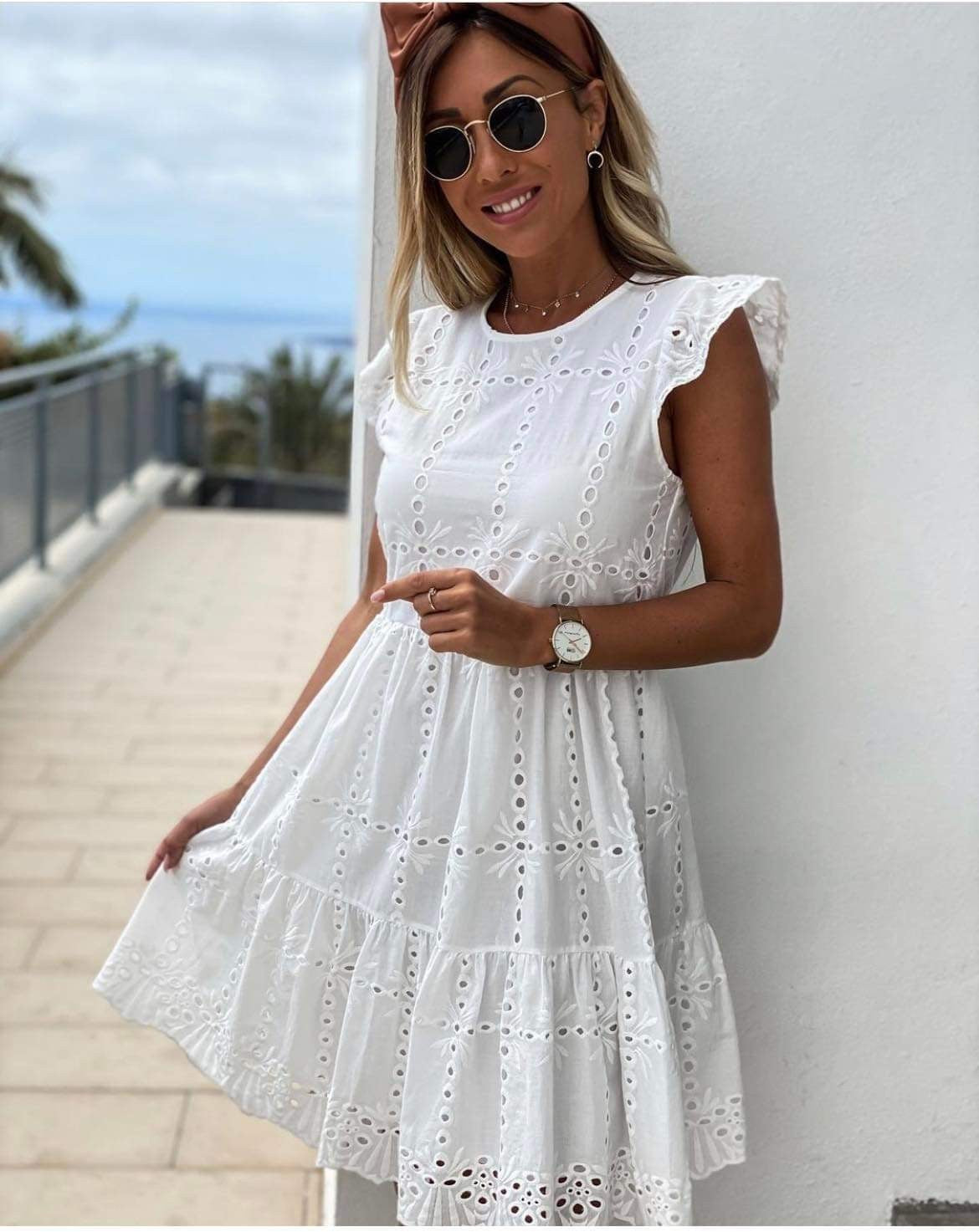 Karla lace dress White -DX8608-2