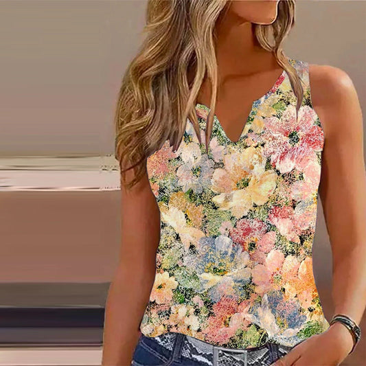 Vintage Tanktopp Med Blomstertrykk