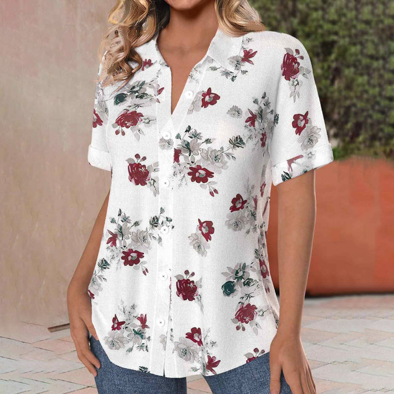 Afslappet Bluse Med Blomsterprint