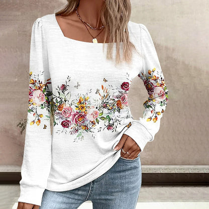 Elegant Bluse Med Blomstermønster