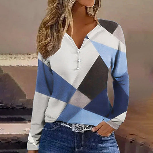 Afslappet Color Block Bluse