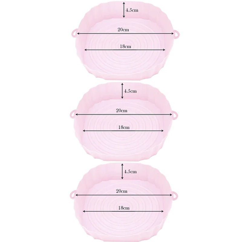 3-delt sæt med Silikonebakker til airfryer