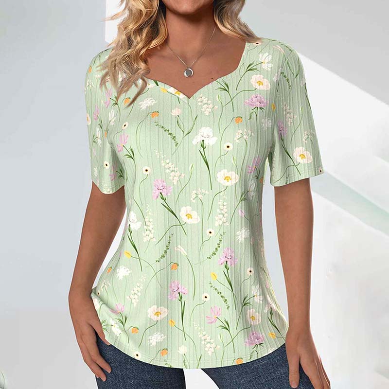 Afslappet T-Shirt Med Blomsterprint