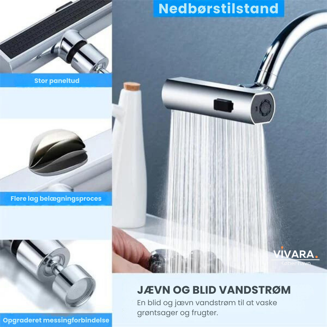 AquaWavePro™ - 3-i-1 360° Vandfalds Køkkenarmatur