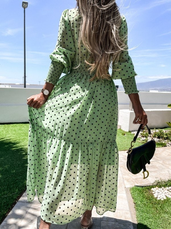 Tasja dot dress green