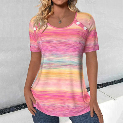 Afslappet Farverig Gradient T-Shirt