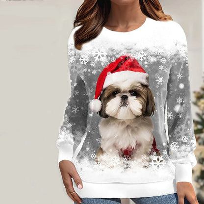 Julesweatshirt Med Hundetryk