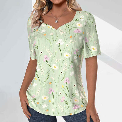 Afslappet T-Shirt Med Blomsterprint