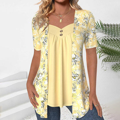 Elegant Blomstertrykk Bluse