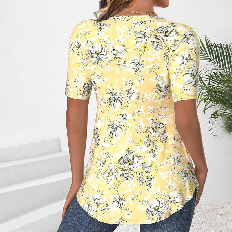 Elegant Blomstertrykk Bluse