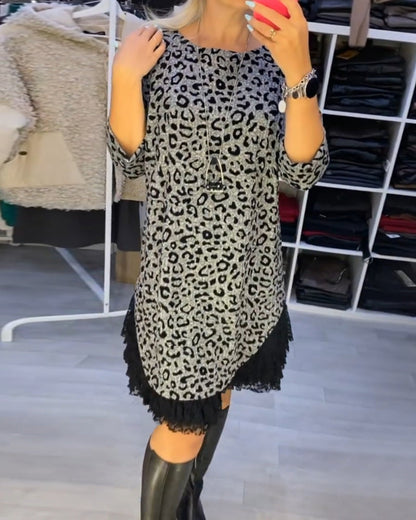 Leopardprint slankekjole