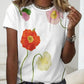 T-shirt med rund hals og blomstermotiv