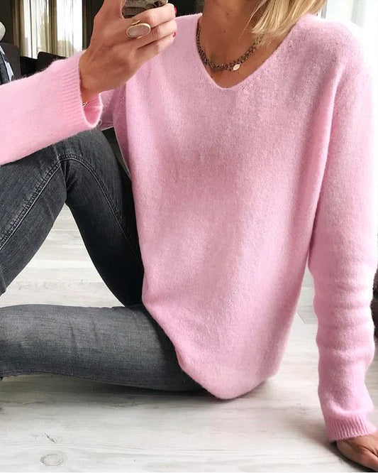 Enkel lyserød sweater