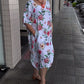 Round Neck Floral Half Sleeve Shift Dress