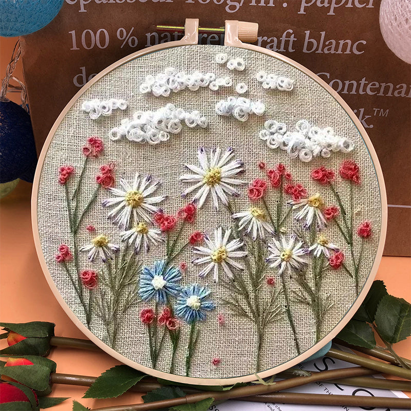 Ringformet blomsterbroderisæt til begyndere