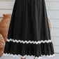 Black Ricrac Trim Colorblock High Waist Long Skirt