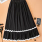 Black Ricrac Trim Colorblock High Waist Long Skirt