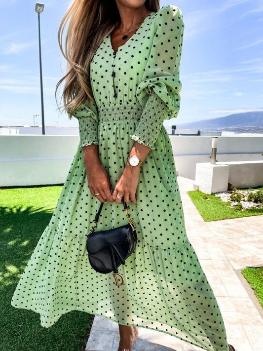 Tasja dot dress green