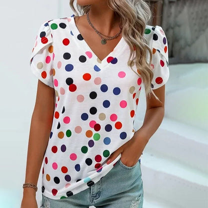 Polka Dot Casual T-Skjorte