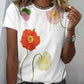 T-shirt med rund hals og blomstermotiv