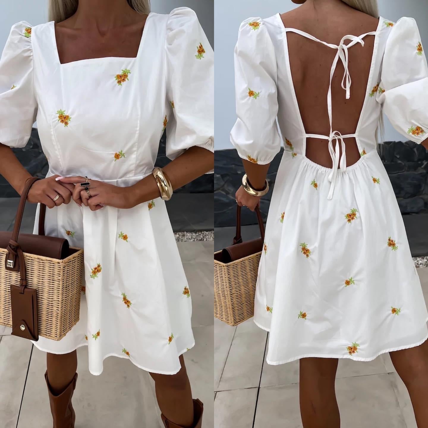 Swea dress white/orange -31673