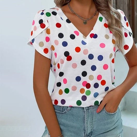 Polka Dot Casual T-Skjorte