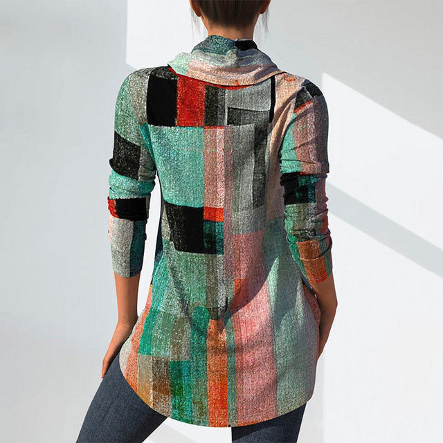 Fargerik Bluse Med Geometrisk Trykk