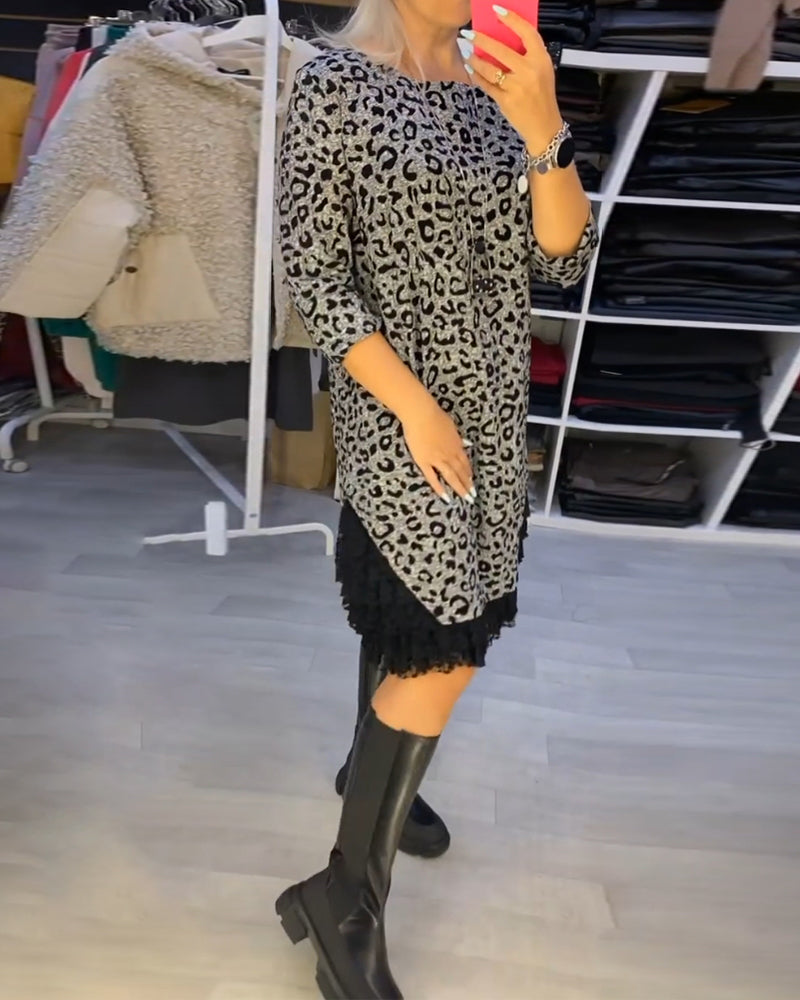 Leopardprint slankekjole