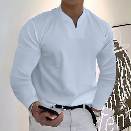 Langærmet v-neck til mænd