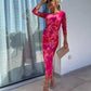 Henna mesh dress fuschia -231208