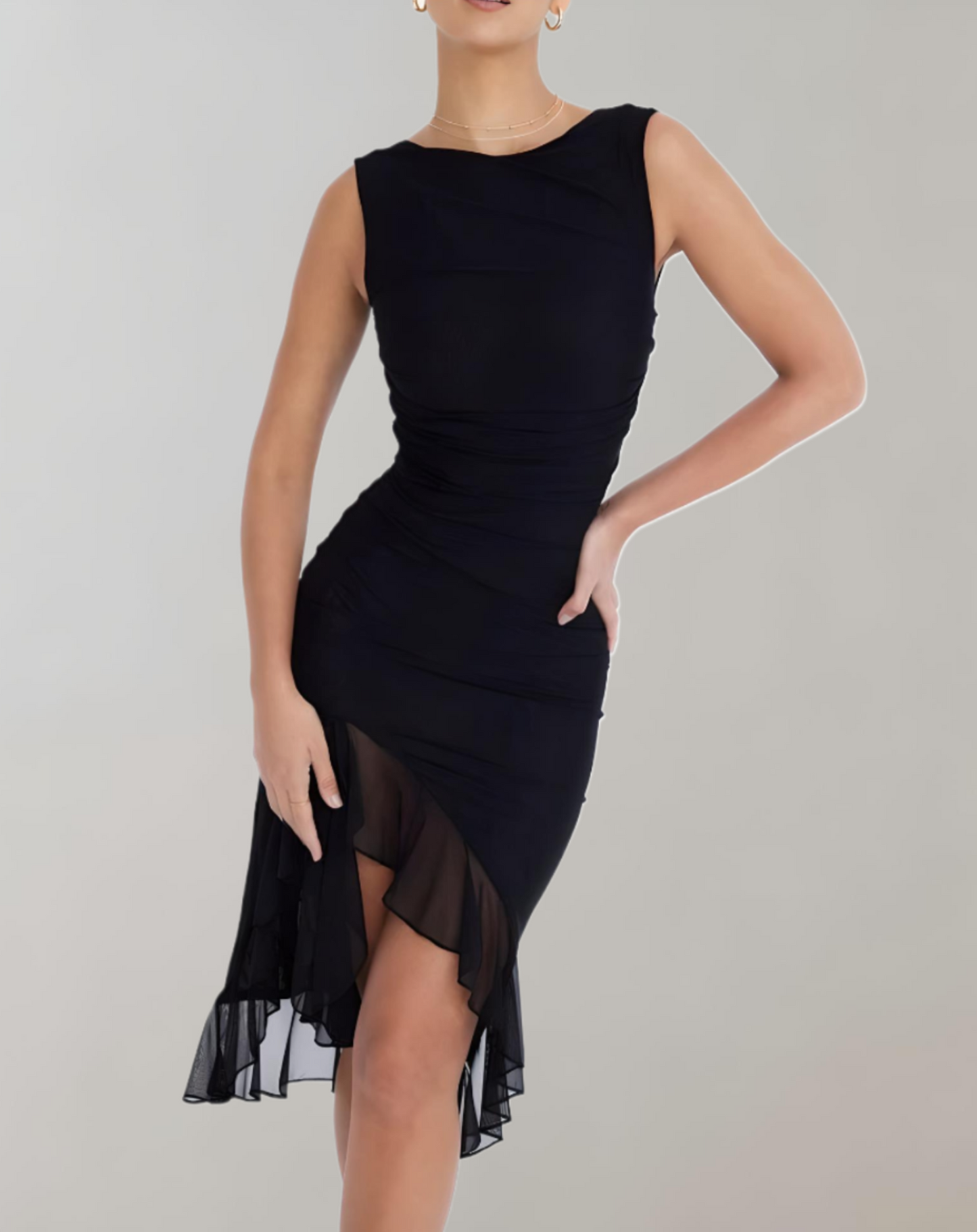 Vera - Elegant Ærmeløs Bodycon-kjole Flæsedetaljer