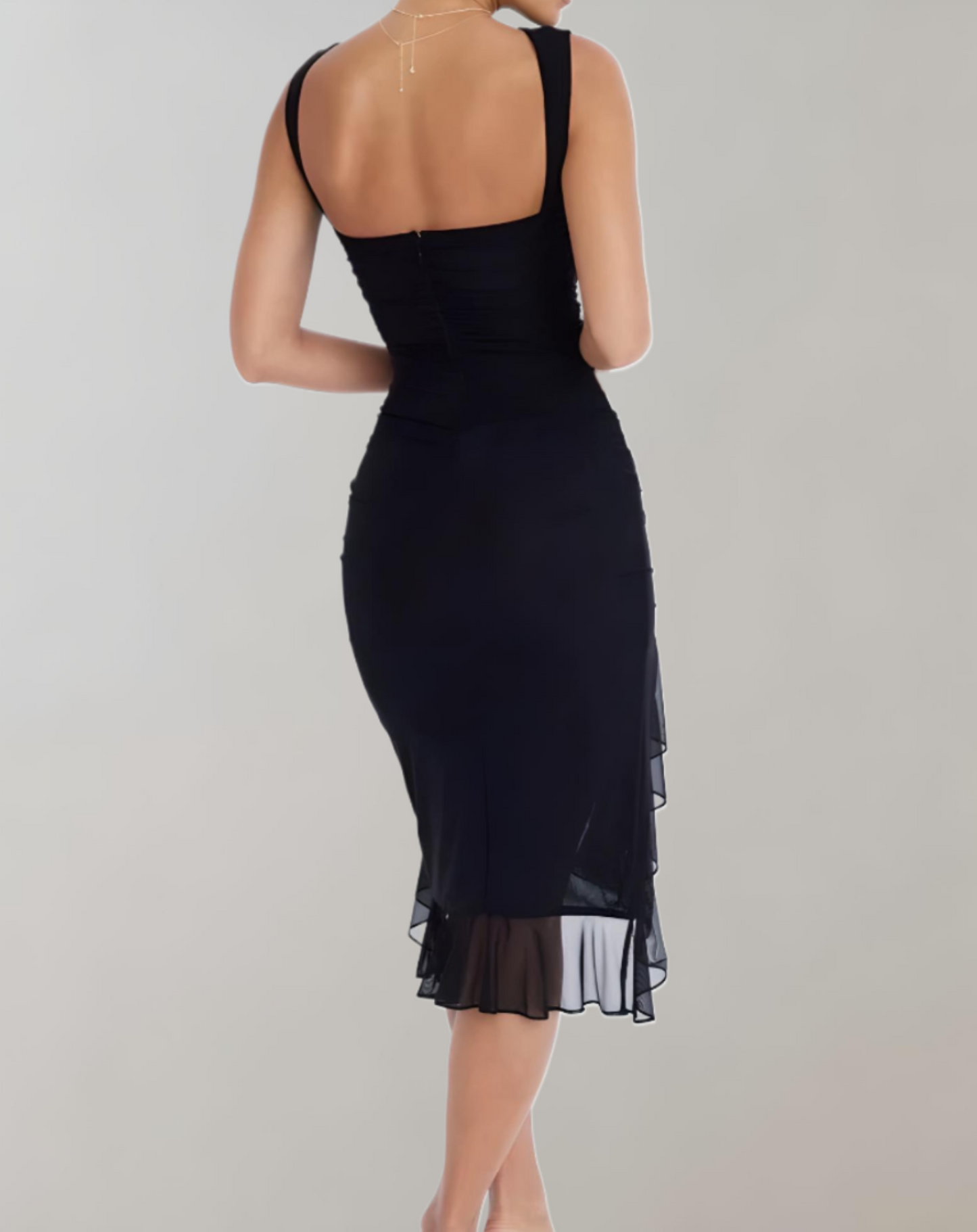 Vera - Elegant Ærmeløs Bodycon-kjole Flæsedetaljer