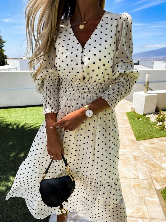 Tasja dot dress white