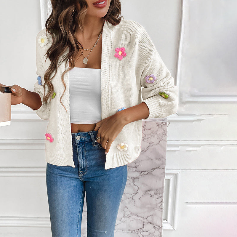 3D Blomstertrykk Cardigan