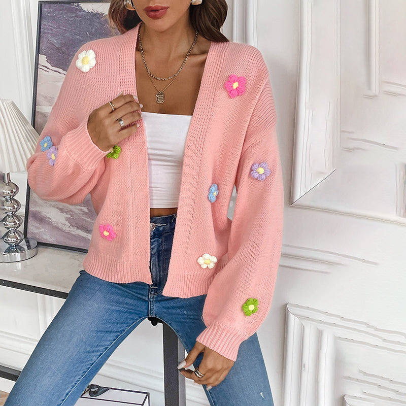 3D Blomstertrykk Cardigan