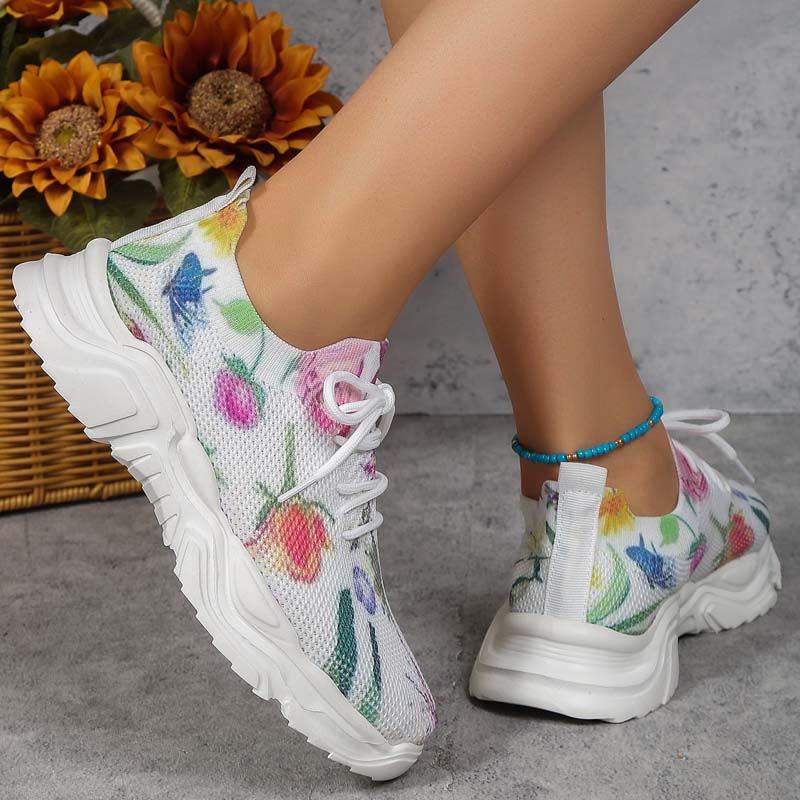 Afslappede Sneakers Med Blomsterprint