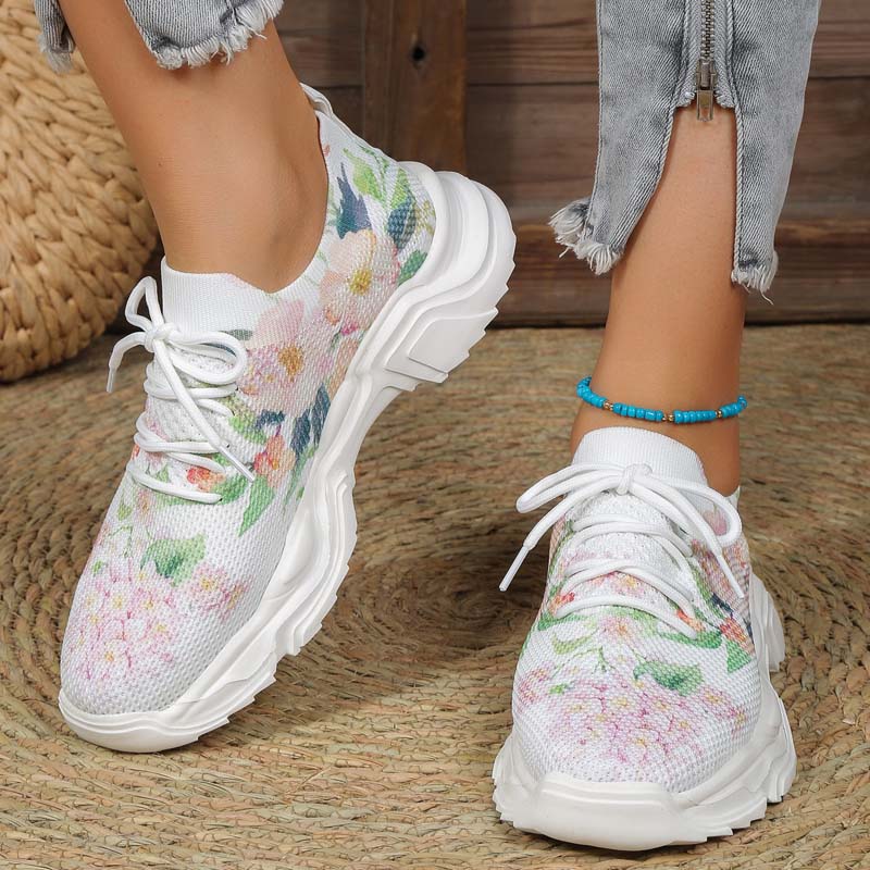 Afslappede Sneakers Med Blomsterprint