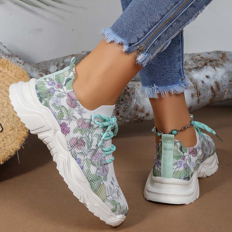 Afslappede Sneakers Med Blomsterprint