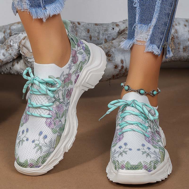 Afslappede Sneakers Med Blomsterprint