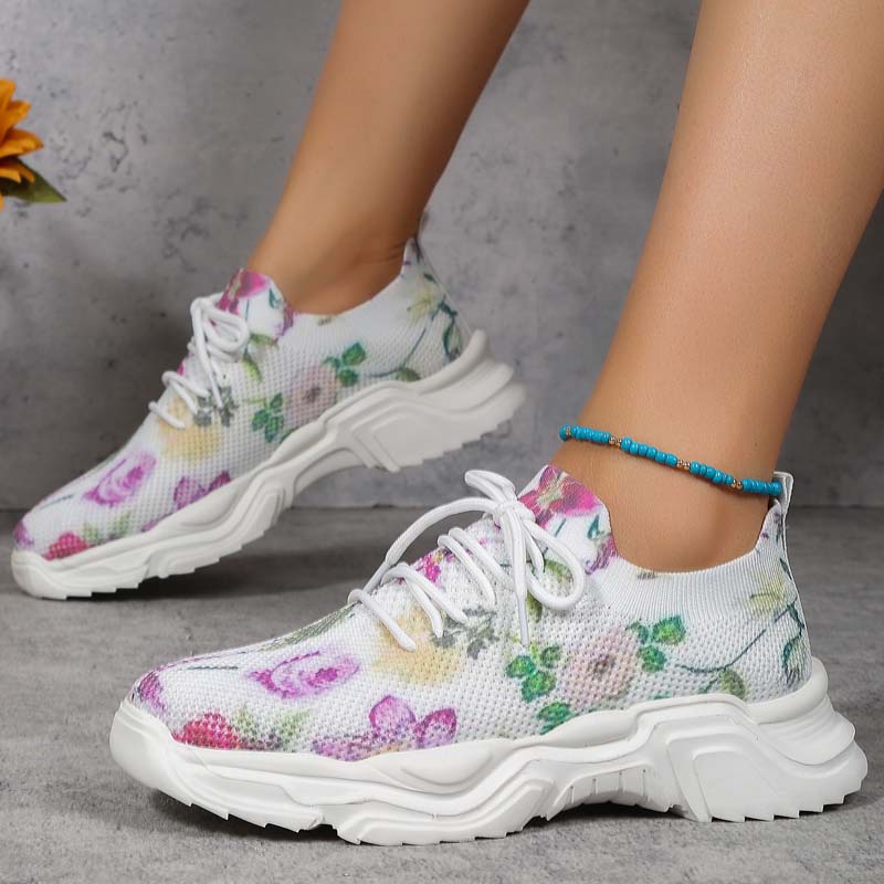 Afslappede Sneakers Med Blomsterprint