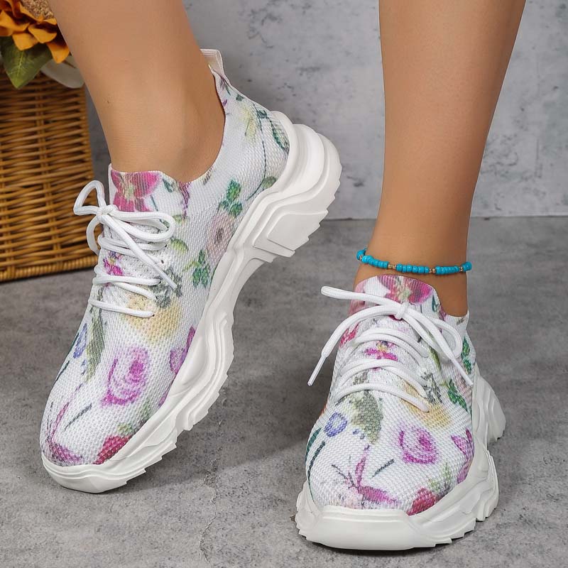 Afslappede Sneakers Med Blomsterprint