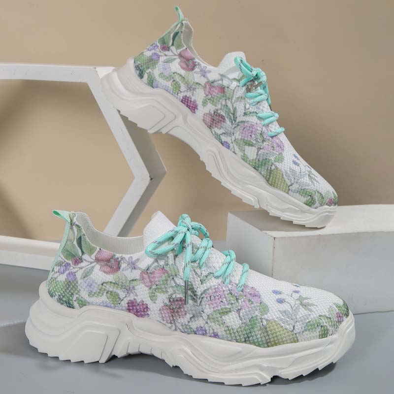 Afslappede Sneakers Med Blomsterprint