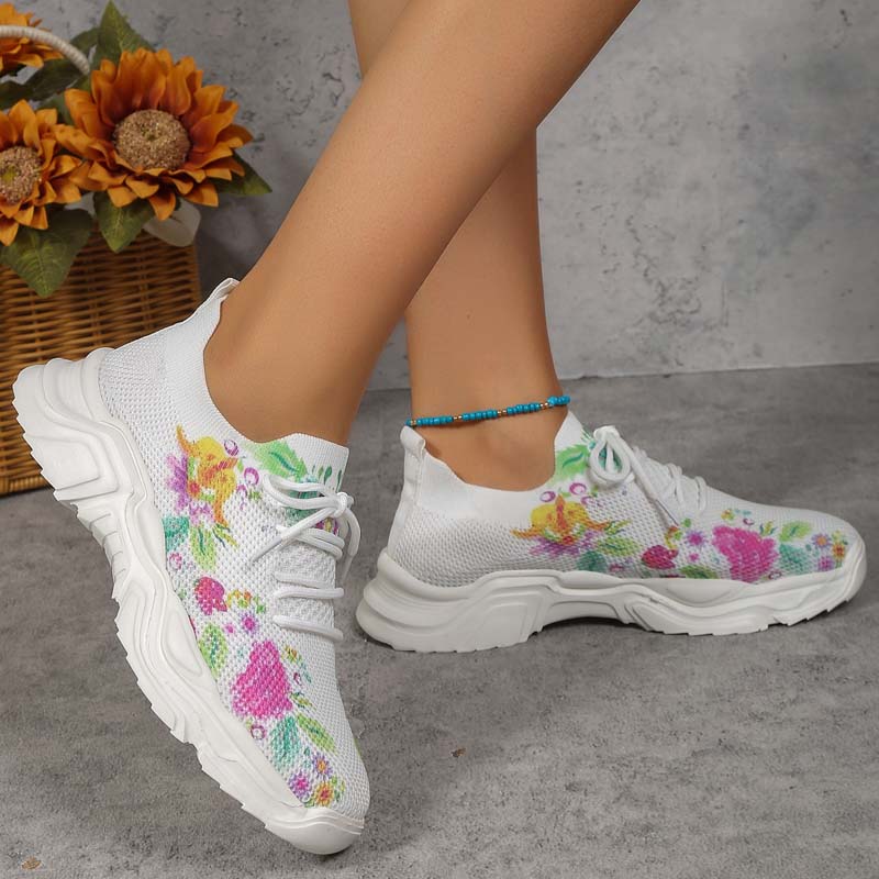 Afslappede Sneakers Med Blomsterprint