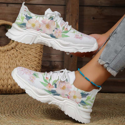 Afslappede Sneakers Med Blomsterprint