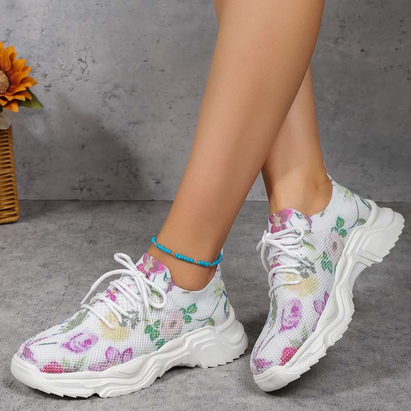 Afslappede Sneakers Med Blomsterprint