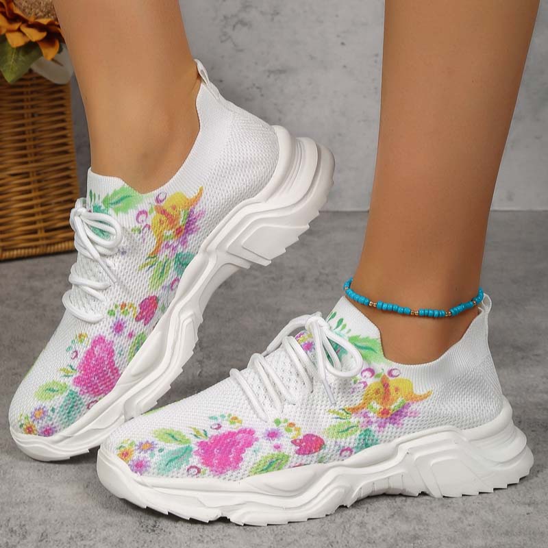 Afslappede Sneakers Med Blomsterprint