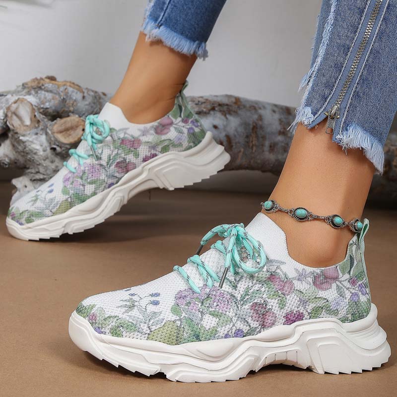 Afslappede Sneakers Med Blomsterprint